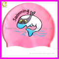 2016 summer new style printing logo and animal waterproof cover ears silicone swim caps